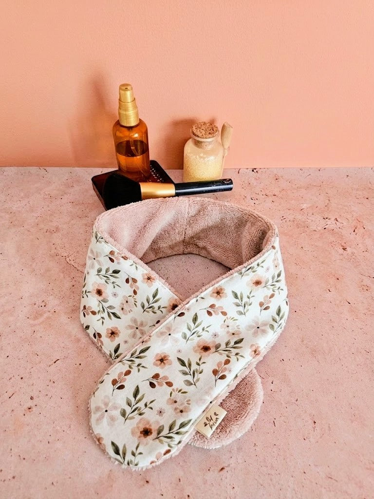 Bandeau de soin visage en éponge de bambou – ajustable & ultra doux – fait main France | Mon Fil à Passion