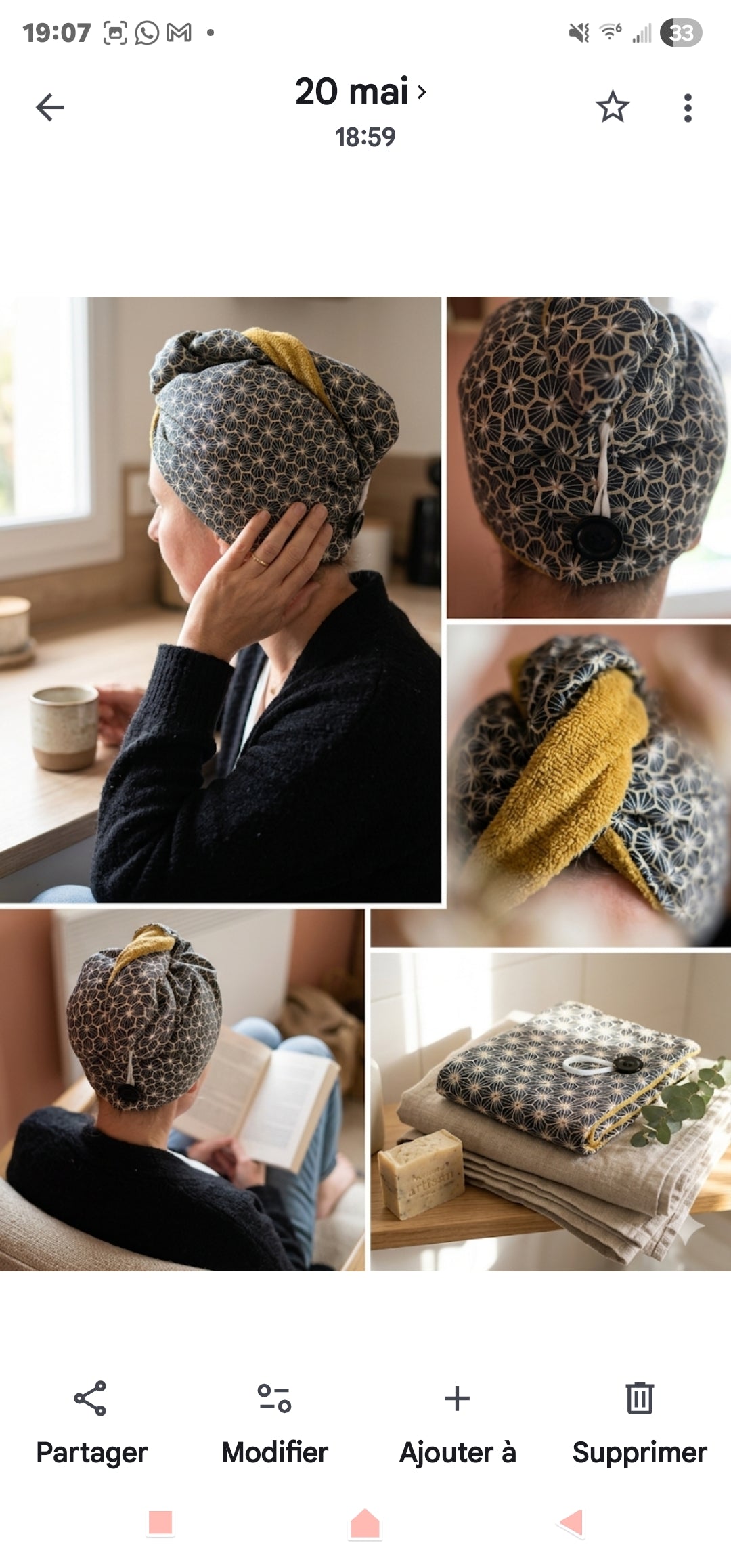 Serviette cheveux en bambou – turban séchage rapide doux & absorbant – fait main France | Mon Fil à Passion