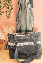 Cabas femme fait main grand format – pratique & organisé avec mousqueton – Mon Fil à Passion