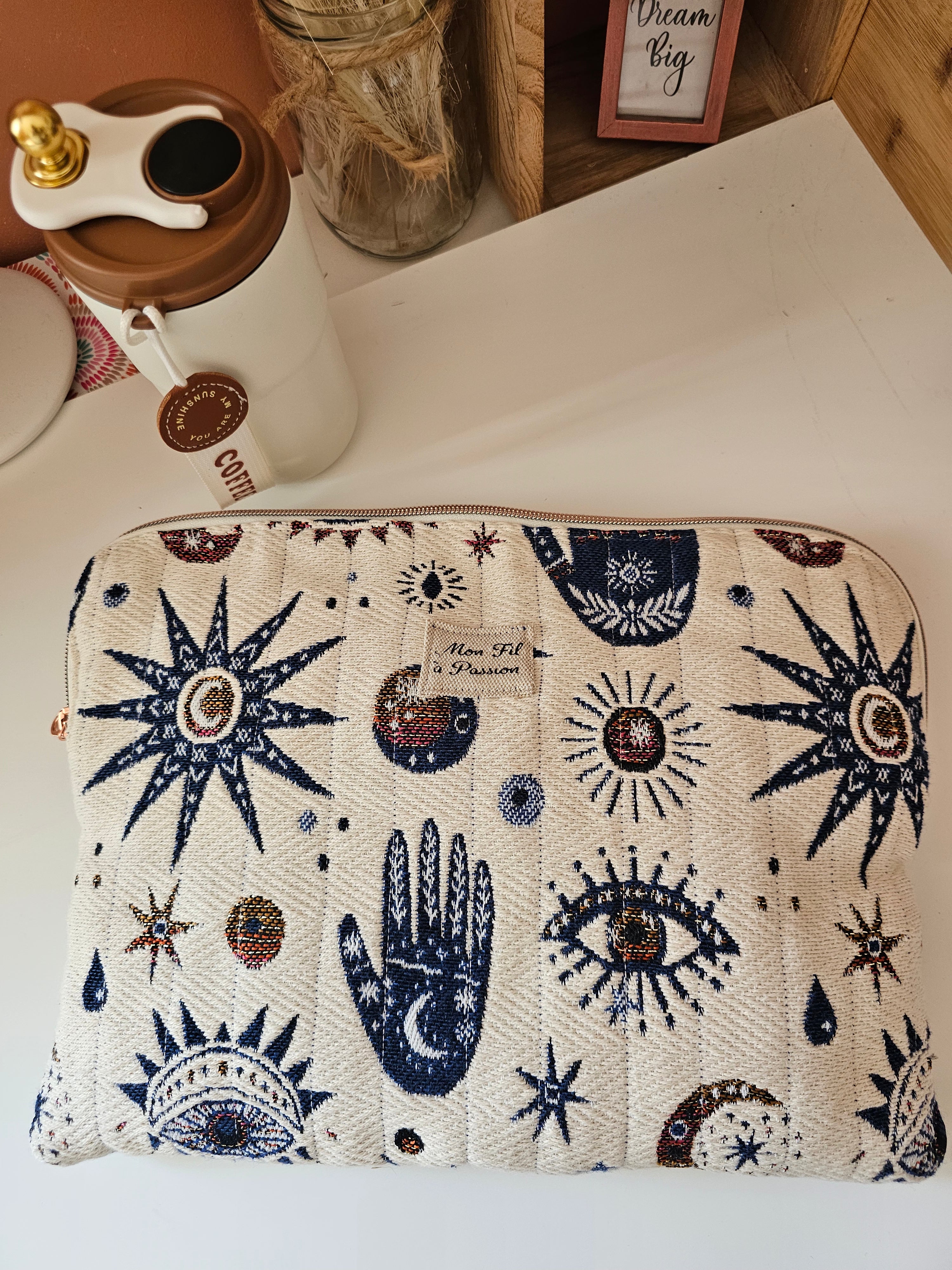 Housse de tablette molletonnée fait main, pochette iPad & Android 10 à 12 pouces