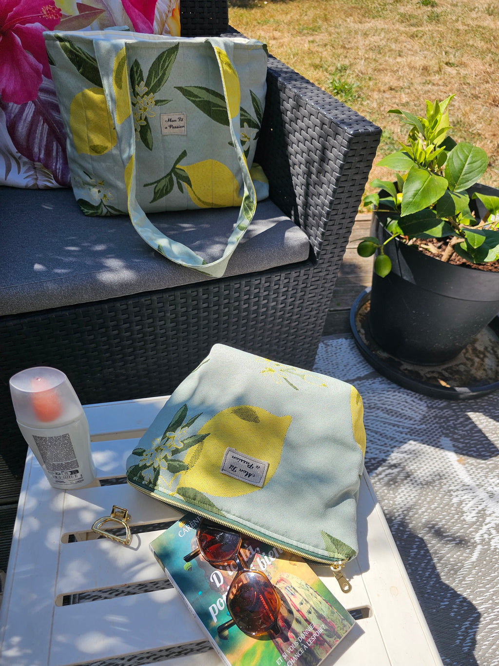 Duo Pochette astucieuse & petite pochette Citronnade – Pièce unique
