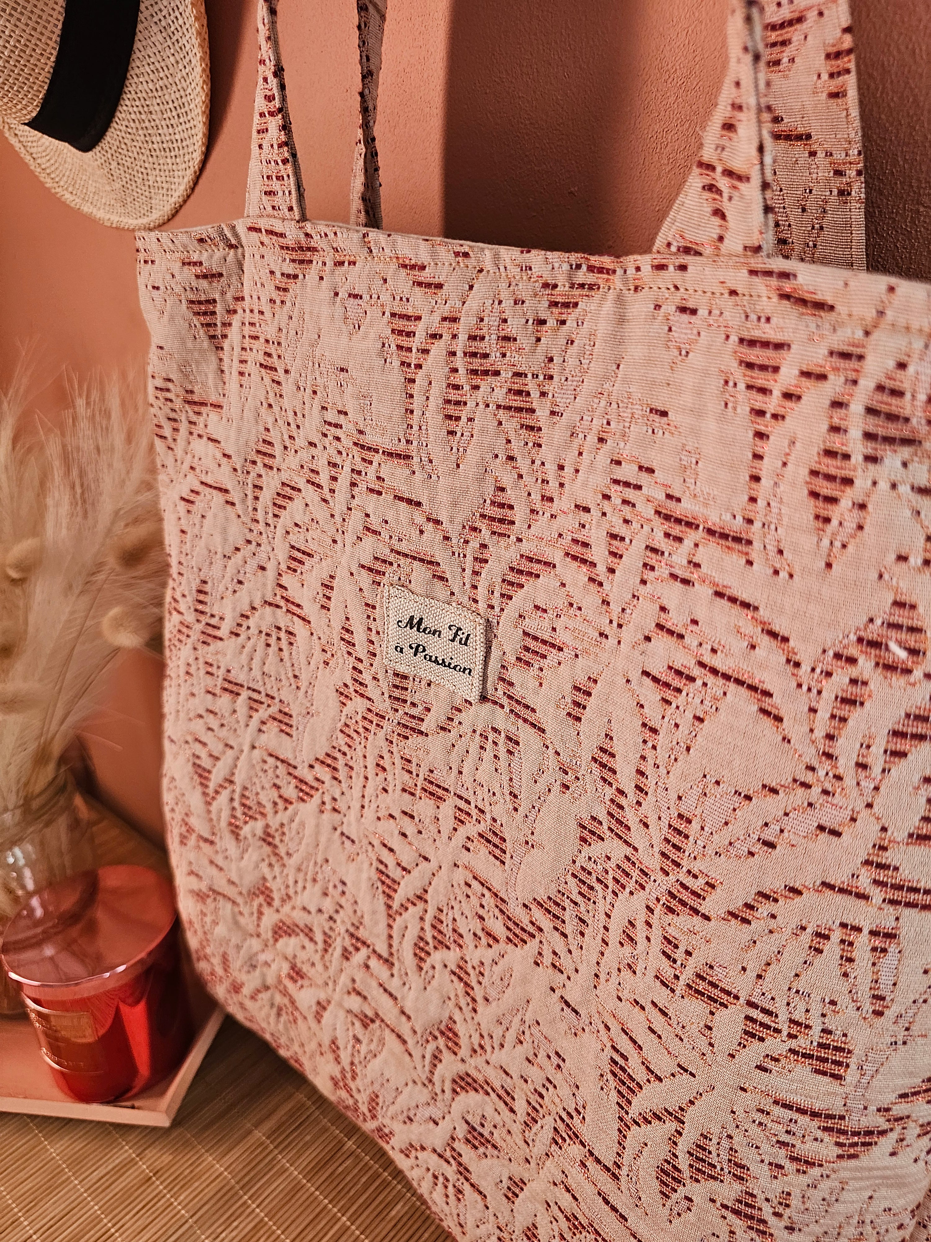 Tote bag en velours ou coton épais fait main, grand sac épaule artisanal