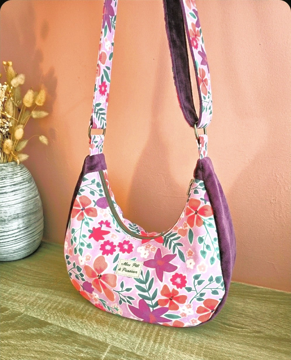 Sac bandoulière femme fait main – demi-lune chic ou bohème – Mon Fil à Passion