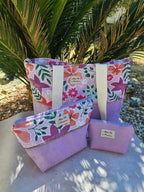 Duo Pochette astucieuse & petite pochette Suédine Lilas – Pièce unique