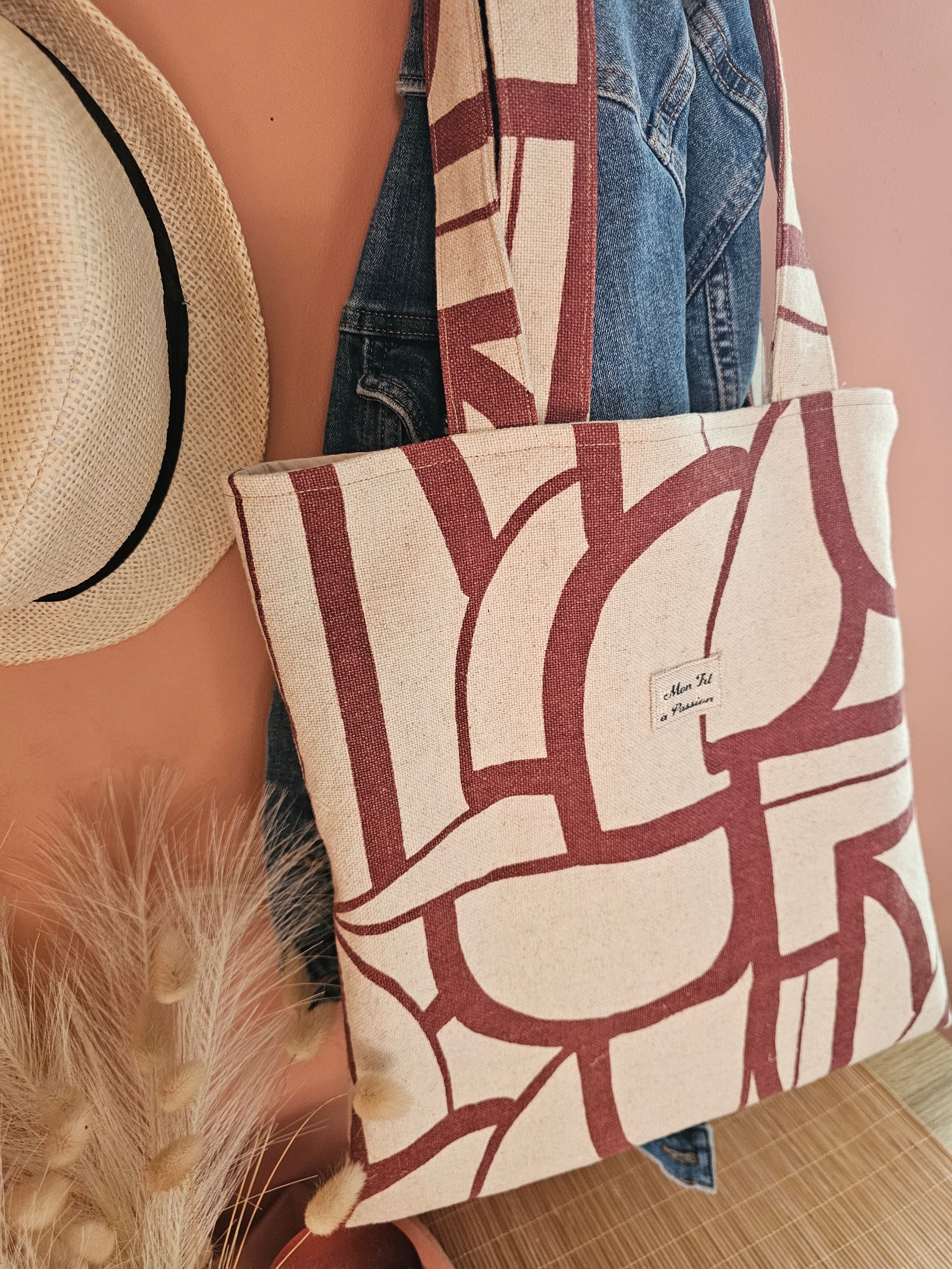 Tote bag en velours ou coton épais fait main, grand sac épaule artisanal