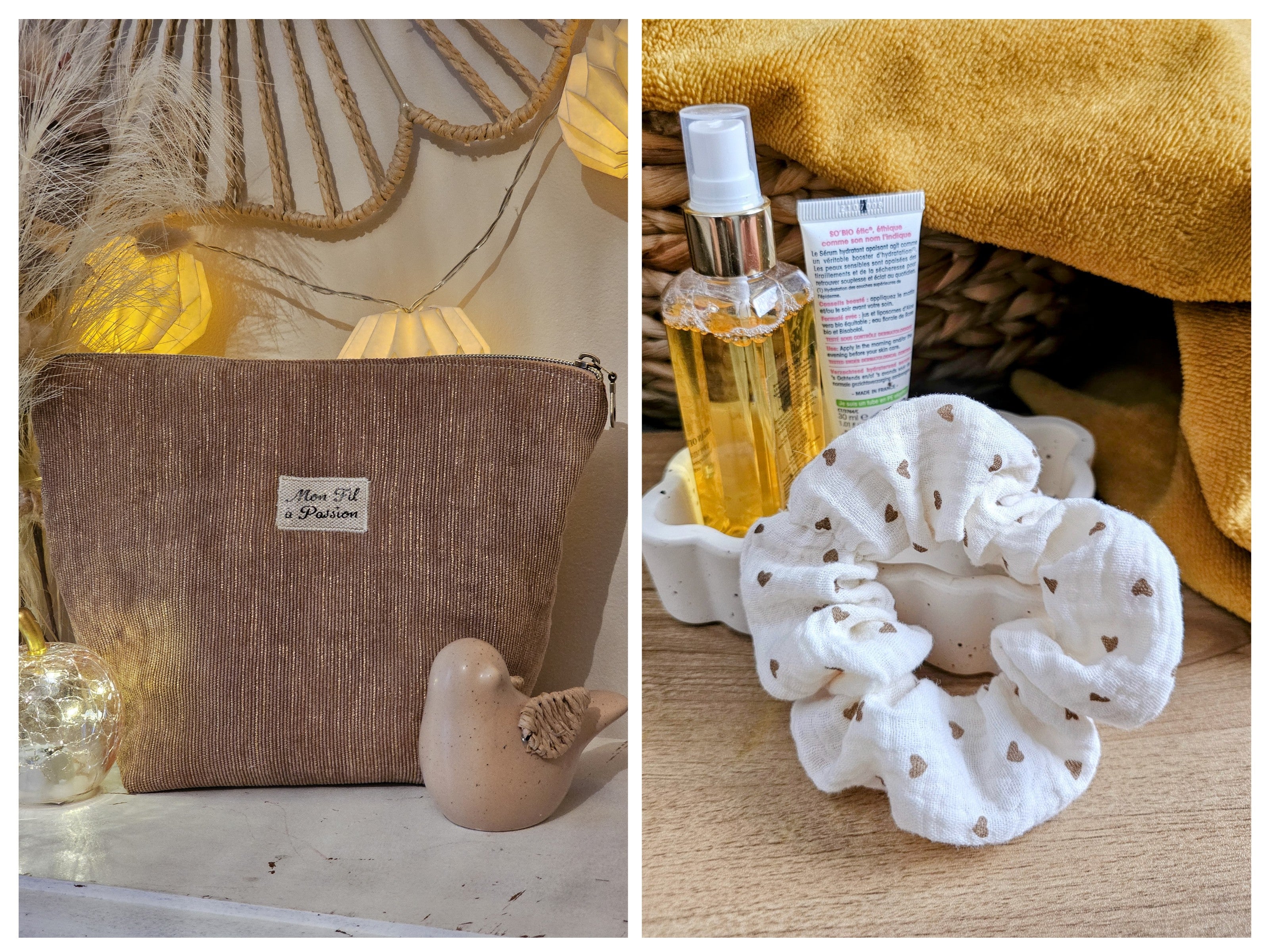 Coffret Douceur – Pochette astucieuse & chouchou assorti (personnalisable)