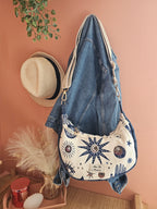 Sac bandoulière femme fait main – demi-lune chic ou bohème – Mon Fil à Passion