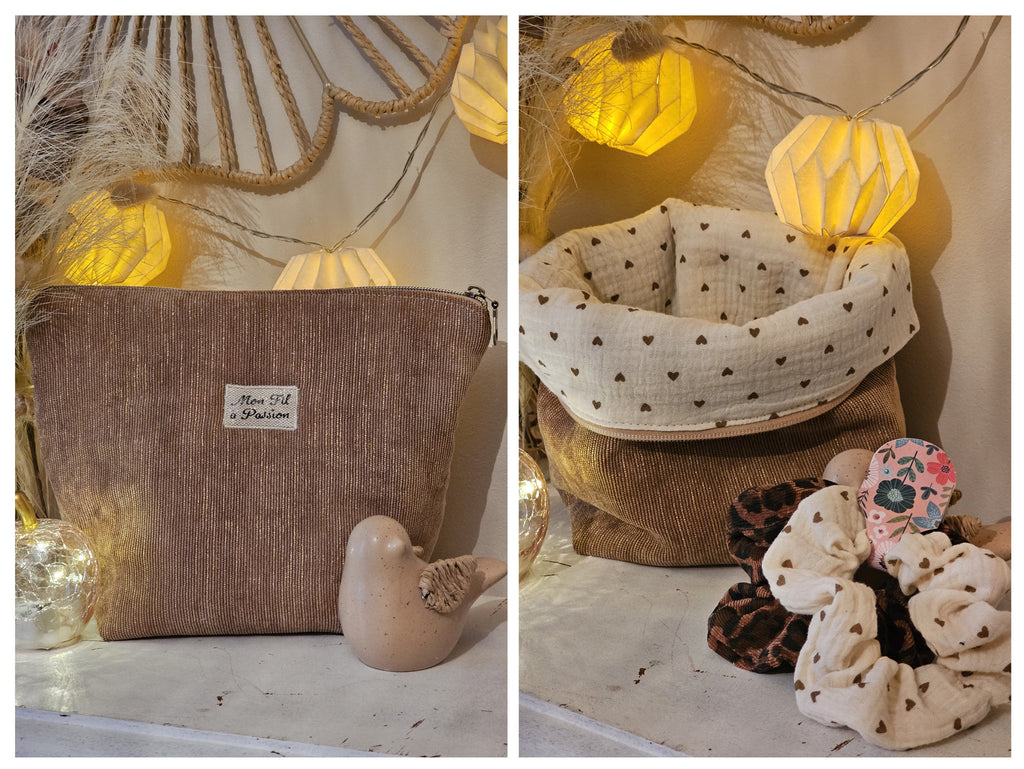 Coffret Douceur – Pochette astucieuse & chouchou assorti (personnalisable)