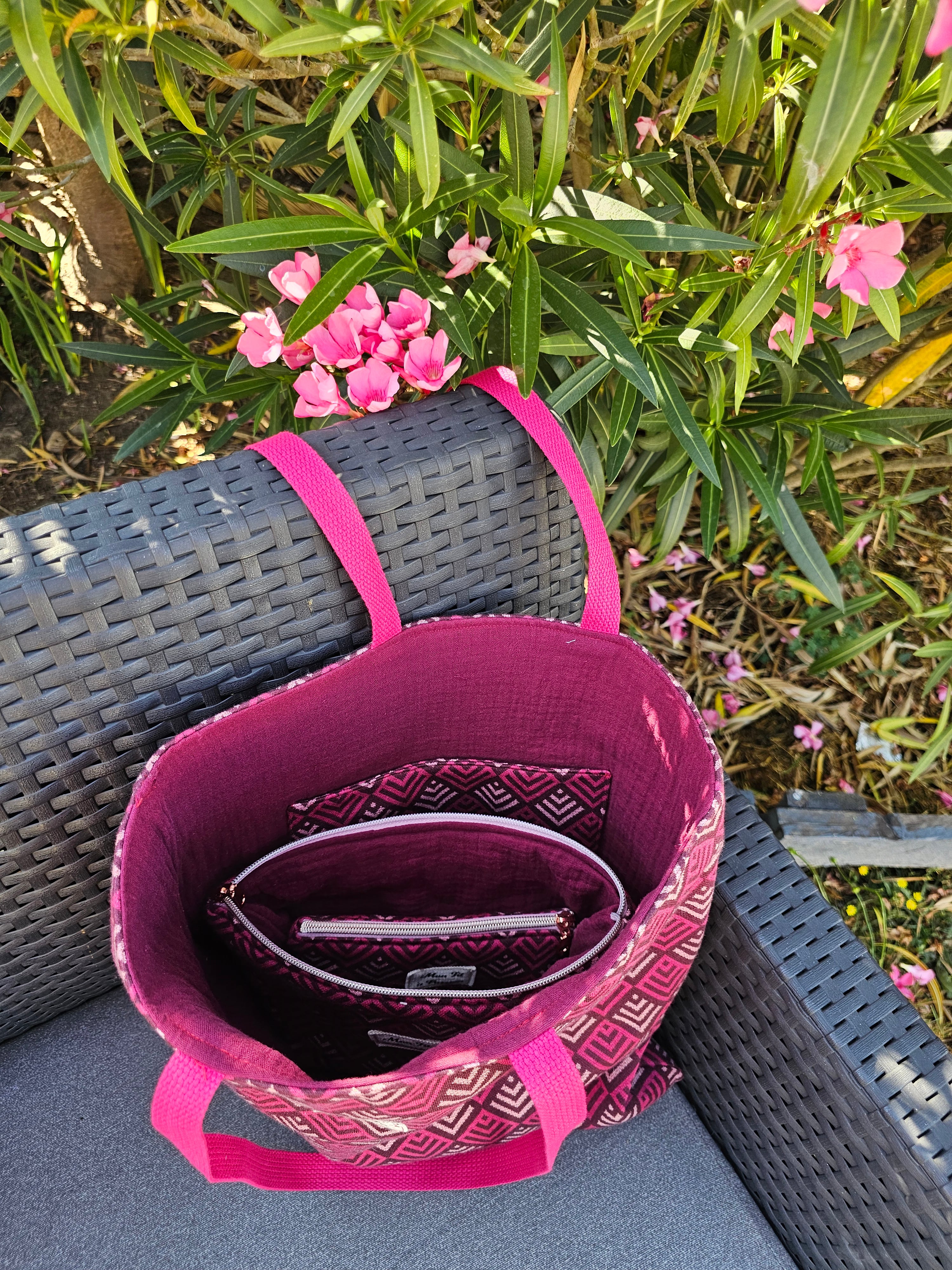 Duo Pochette astucieuse & petite pochette Losange – Pièce unique