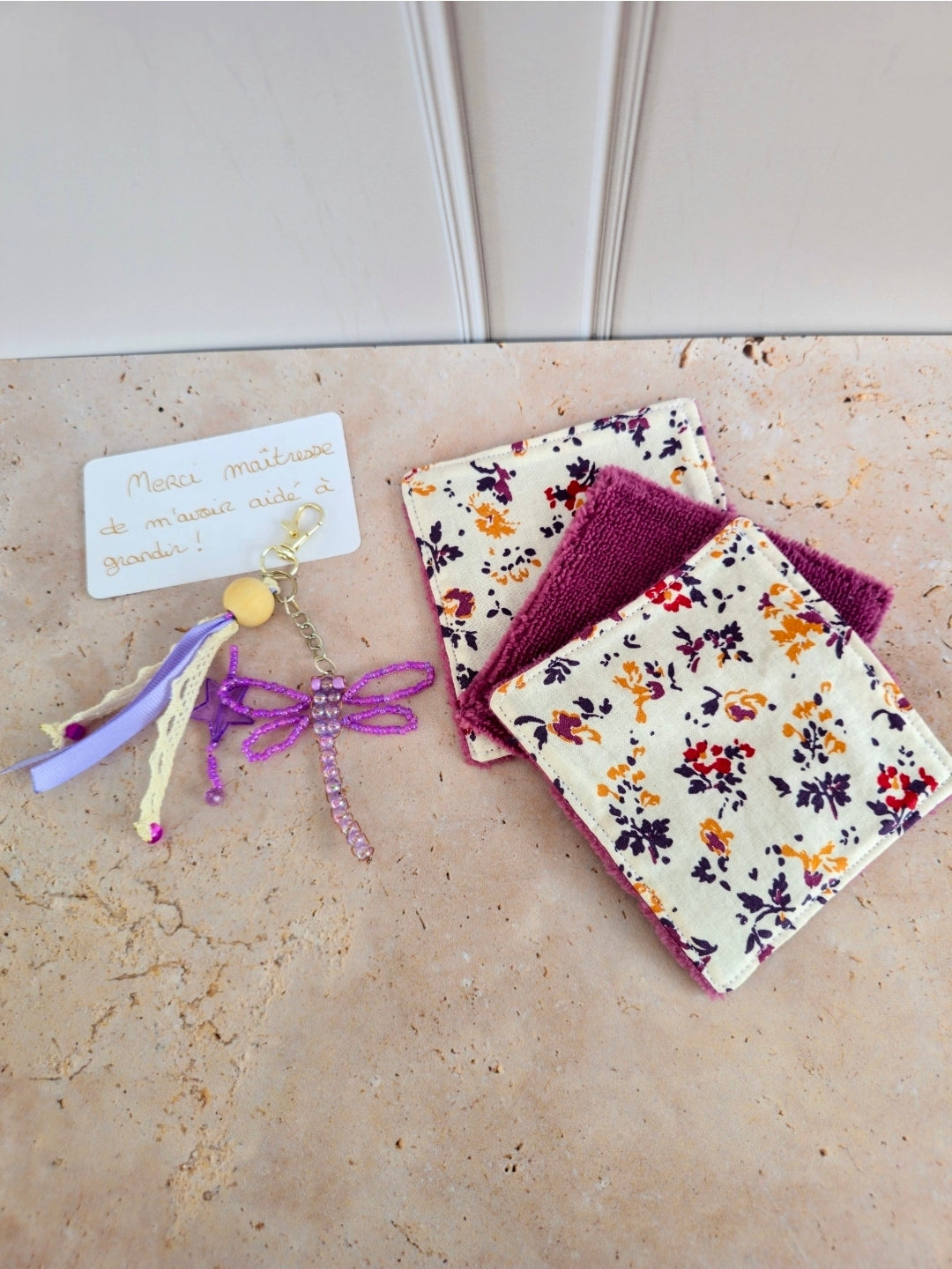 Coffret petites attentions grigri et 3 lingettes démaquillantes – fait main