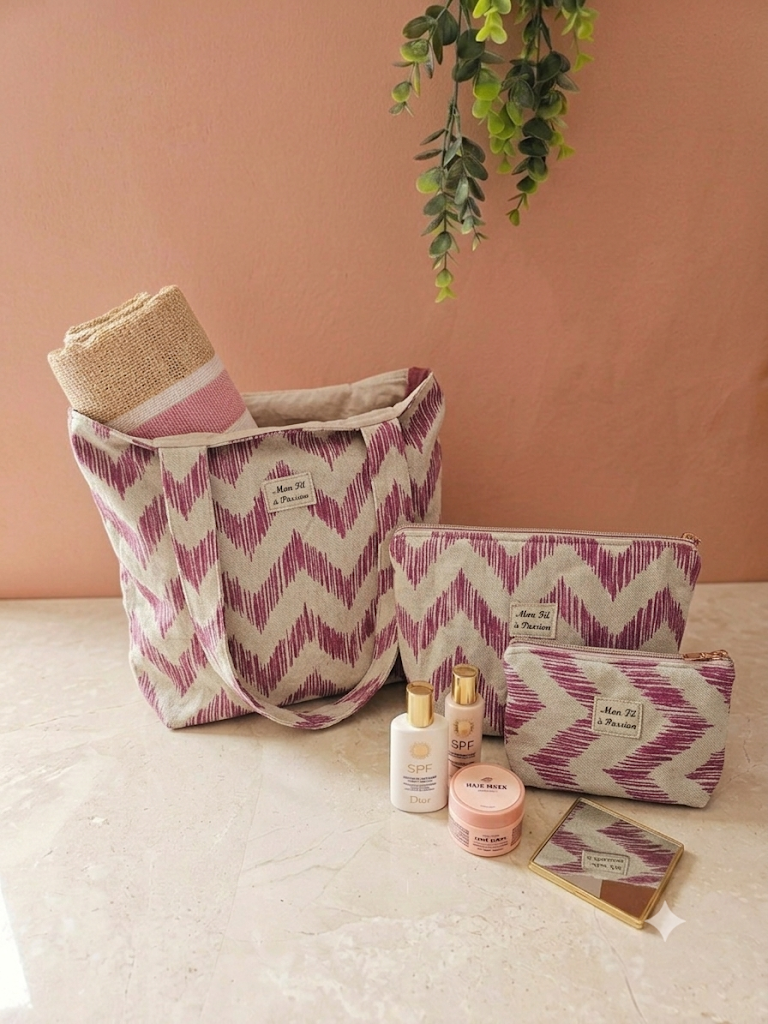 Tote bag fuschia cousu main