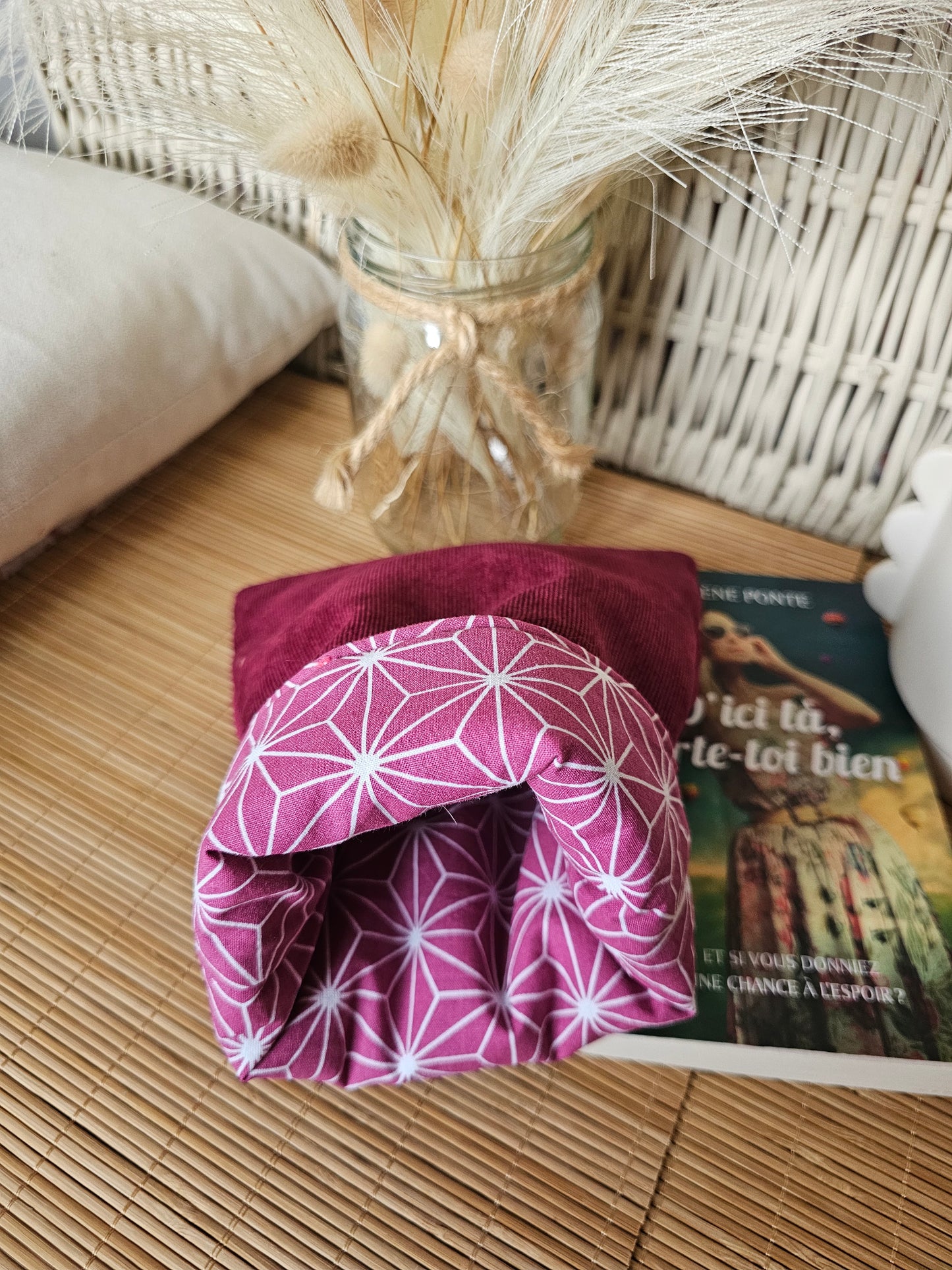 Pochette à Livre en velours | housse de protection Livre Tissu Fait Main France