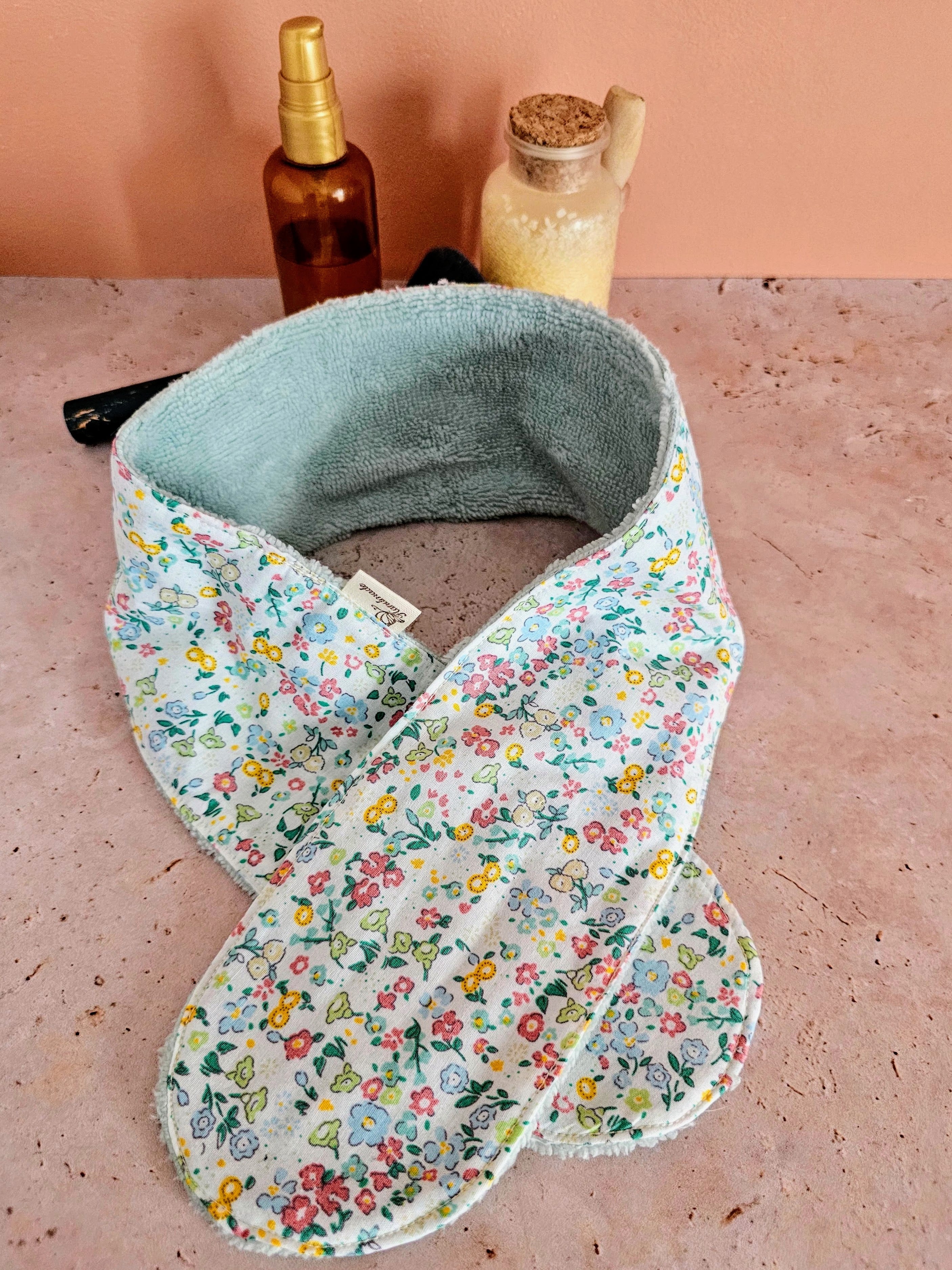Bandeau de soin visage en éponge de bambou – ajustable & ultra doux – fait main France | Mon Fil à Passion
