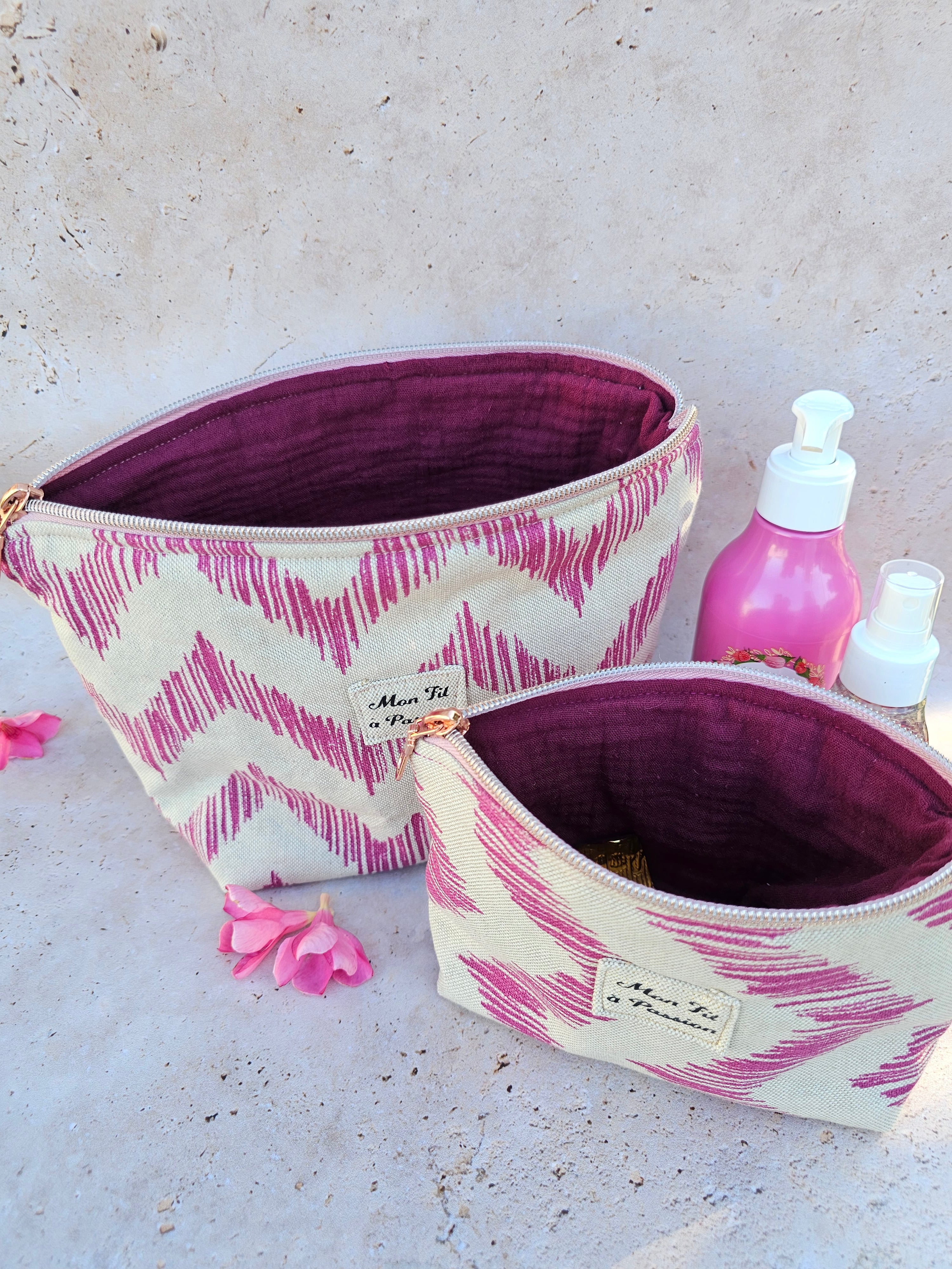 Tote bag fuschia cousu main