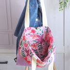 Sac cabas fait main en suédine lilas