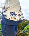 Sac bandoulière femme fait main – demi-lune chic ou bohème – Mon Fil à Passion
