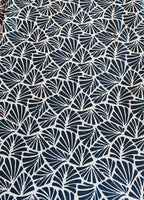 100% coton feuilles tropicales bleu marine sur fonc blanc